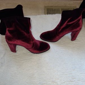 Stuart Weitzman Hiline over the knee boots in red velvet